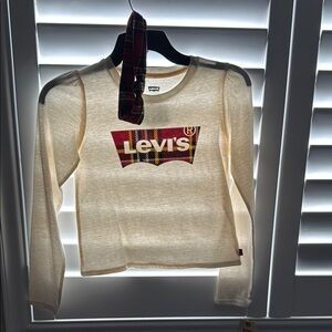 Levi's Beige Long Sleeve with Plaid Logo